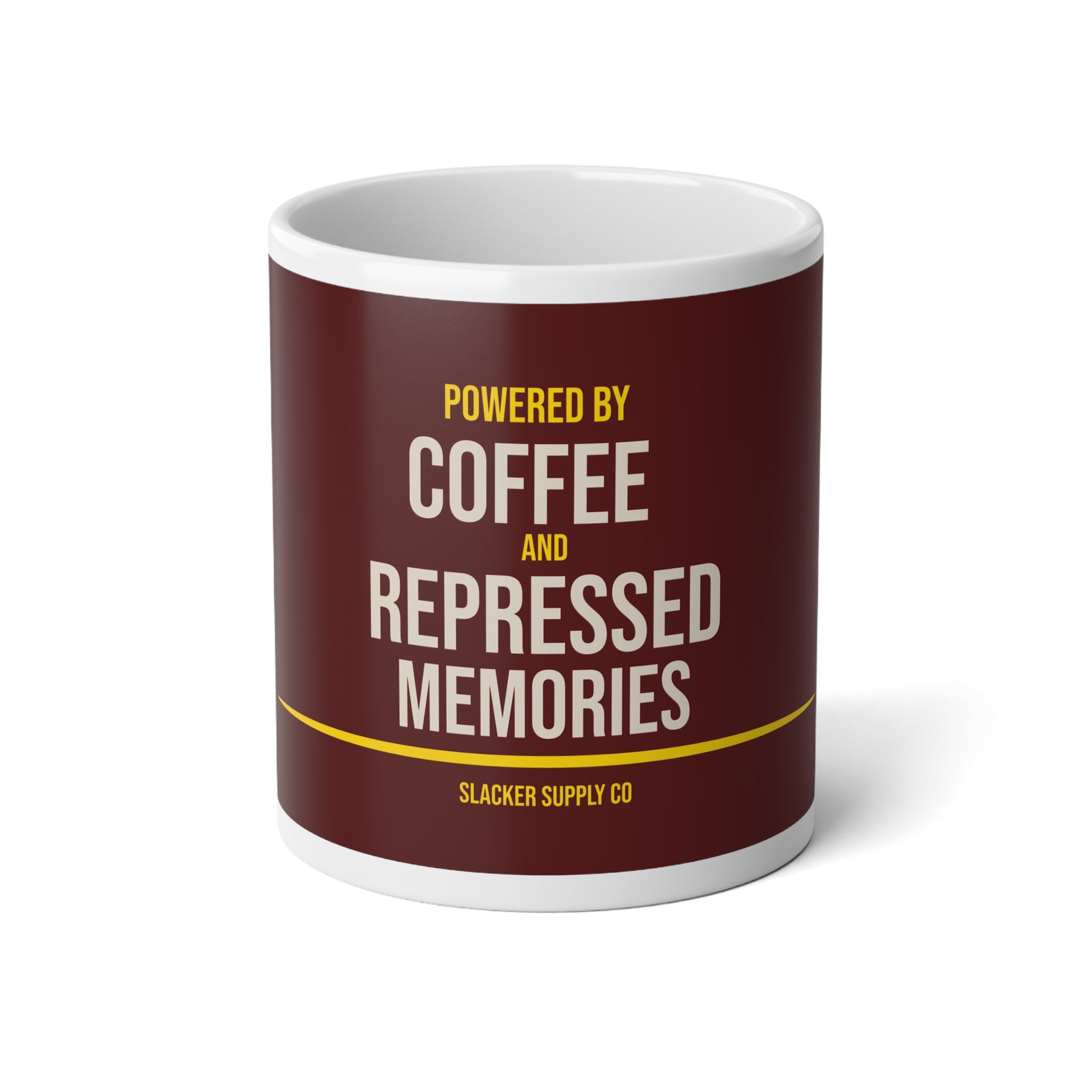 Powered by Coffee & Repressed Memories — 20oz Gen X Mug
